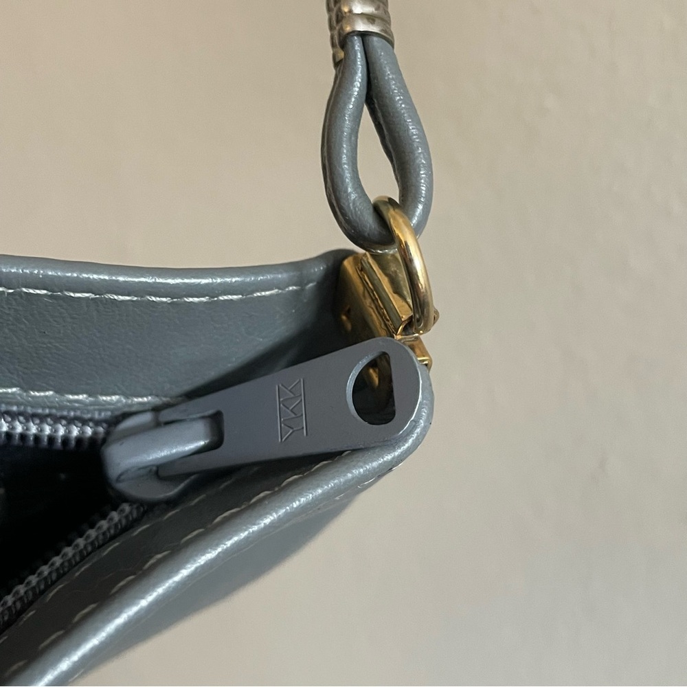 Vintage 80s Karnig Mann Grey Leather Handbag – Excellent Vintage Condition - Picture 9 of 15